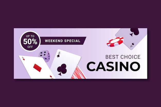 Free vector realistic social media cover template for casino gambling