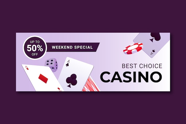Реалистичный шаблон обложки для социальных сетей для азартных игр в казино