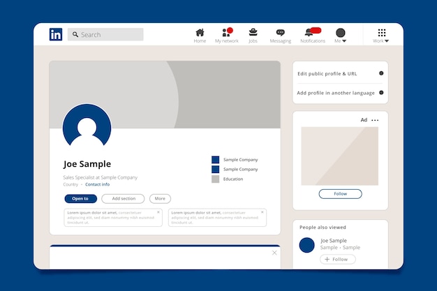 Бесплатное векторное изображение Реалистичный макет linkedin