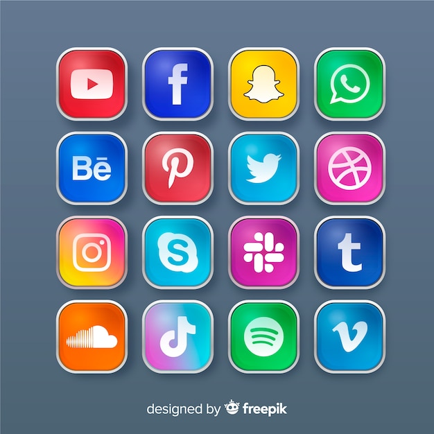 Rounded social media icons set Vector | Free Download