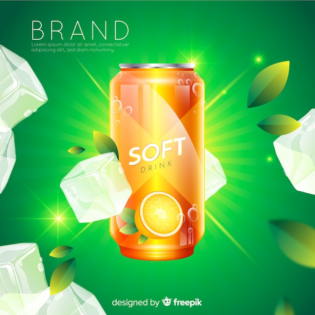 Realistic soft drink advertisement background