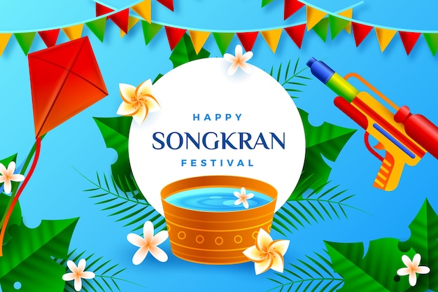 Free vector realistic songkran background