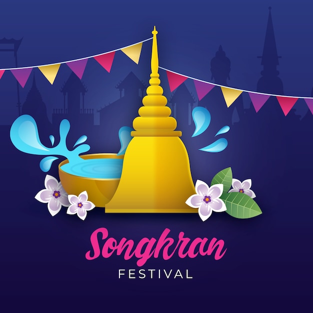 Vettore gratuito realistico concetto di songkran