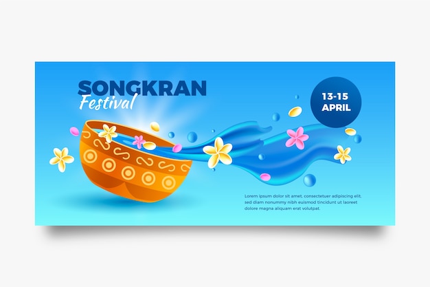 Modello di banner orizzontale realistico di songkran