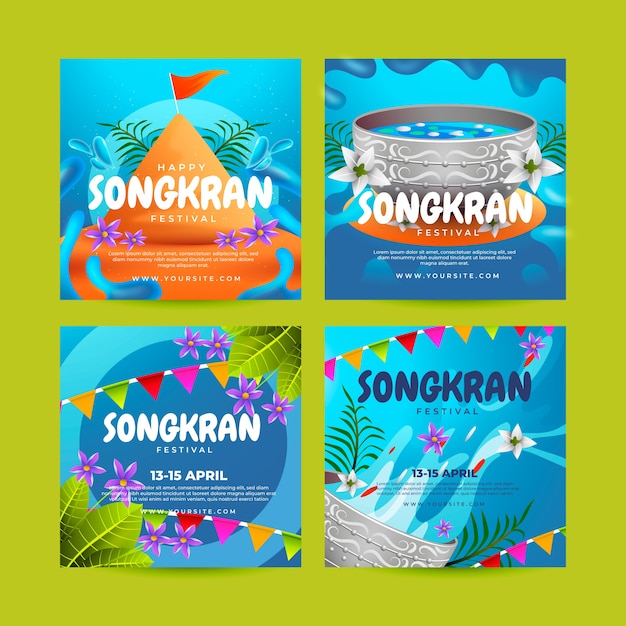 Realistic songkran instagram posts collection