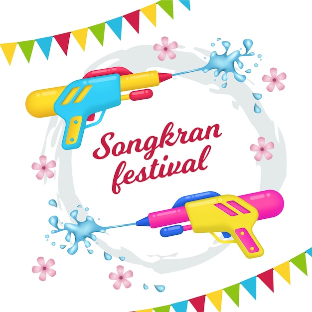 Realistic songkran with water guns