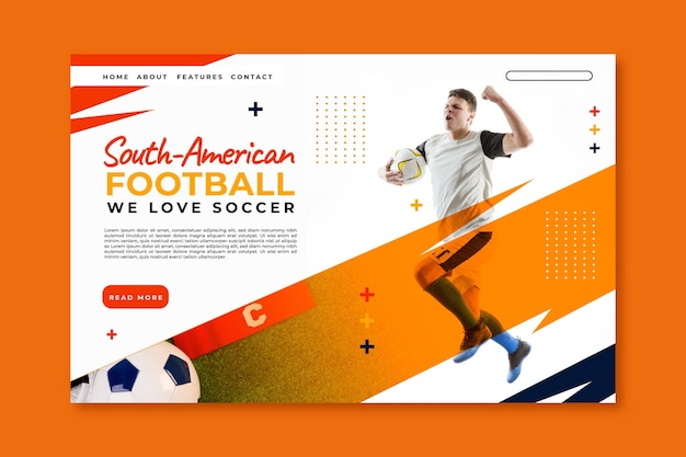 無料ベクター 現実的な南米のサッカーのランディングページテンプレート
