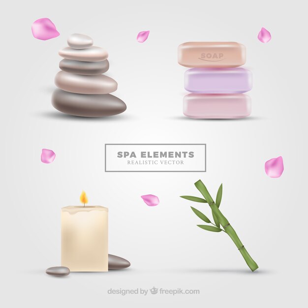 Realistic spa elements collection