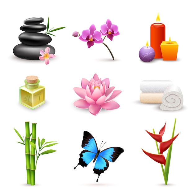 Free vector realistic spa elements