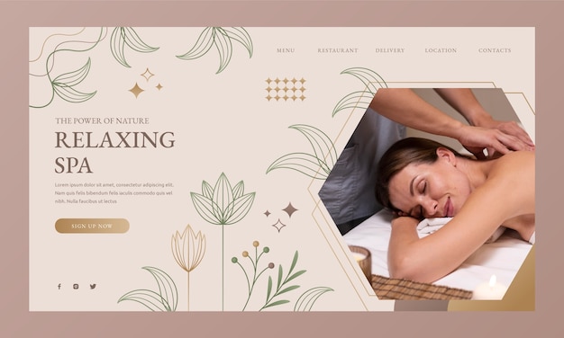 Realistic spa and health landing page template