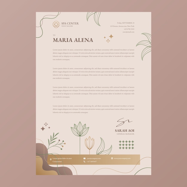 Free vector realistic spa and health letterhead template