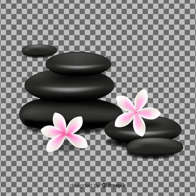 Realistic spa stones with flowers