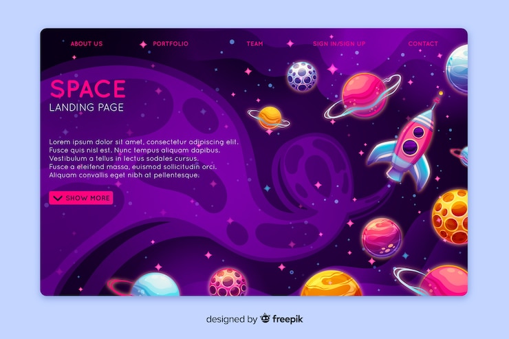 Free Vector realistic space landing page template