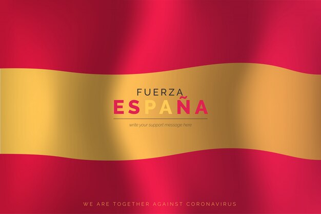 Realistic spanish flag with support message
