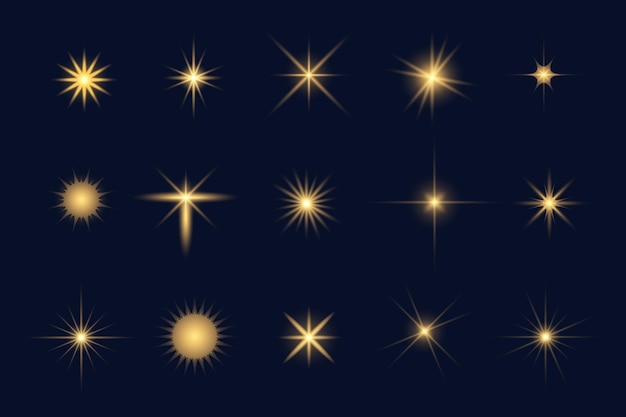 Free vector realistic sparkling star collection