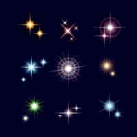 Free vector realistic sparkling star collection