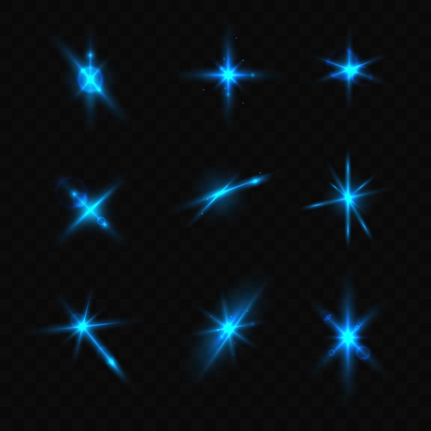 Free vector realistic sparkling star collection
