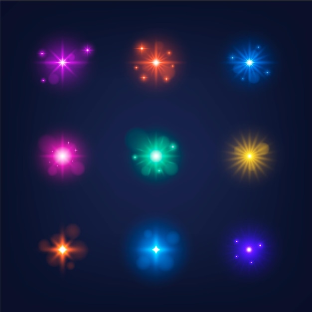 Realistic sparkling stars collection