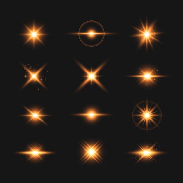 Free vector realistic sparkling stars collection