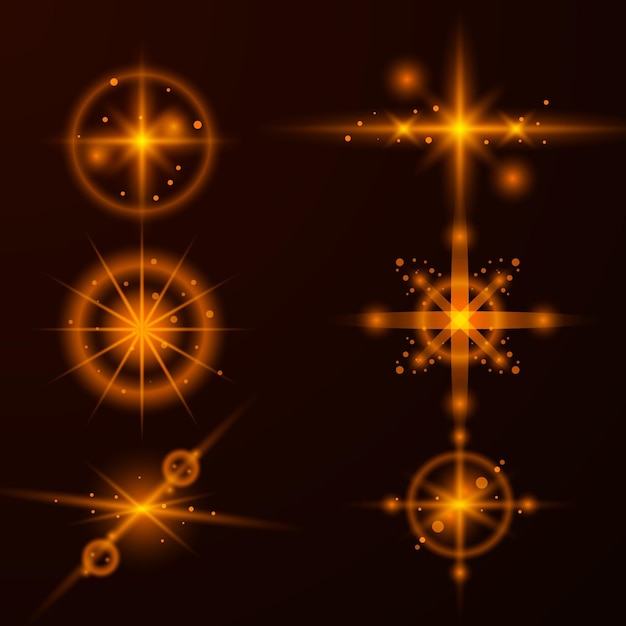 Free vector realistic sparkling stars collection