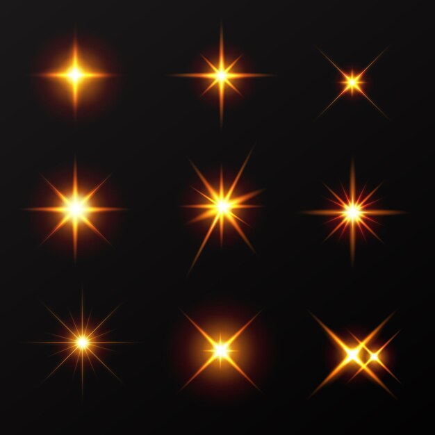 Realistic sparkling stars collection