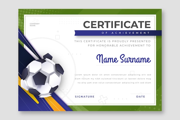 Realistic  sports certificate template