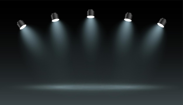 Free vector realistic spotlight on dark background for theater or cinema