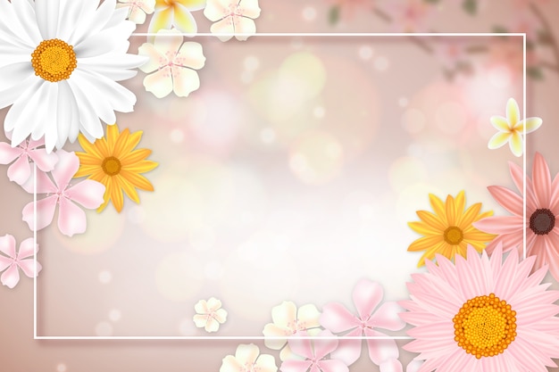 Realistic spring background with copy space and frame