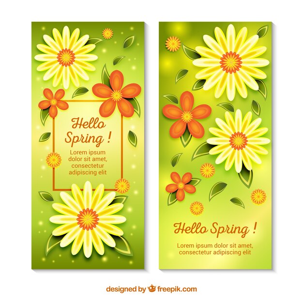 Realistic spring banners