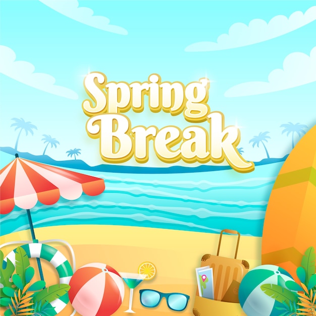 Free vector realistic spring break illustration