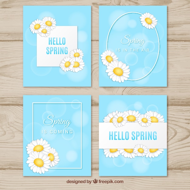 Free vector realistic spring card collection