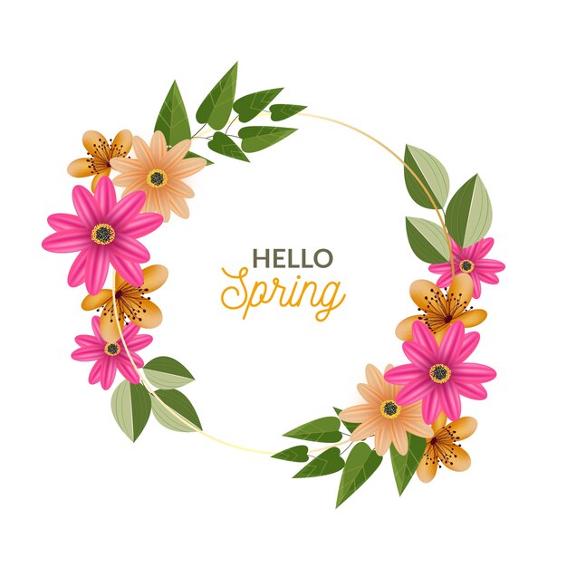 Realistic spring floral frame