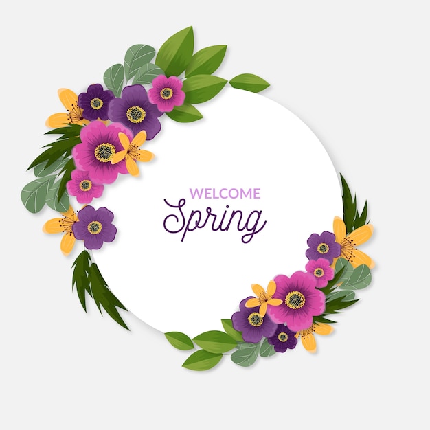 Realistic spring floral frame
