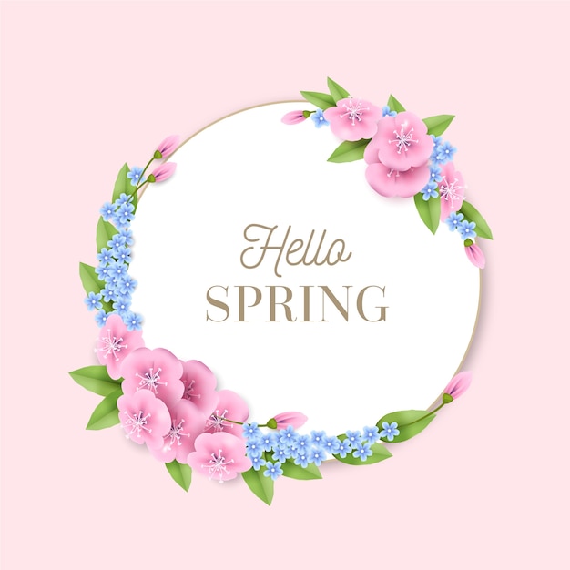 Realistic spring floral frame