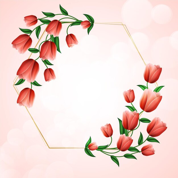 Realistic spring floral frame