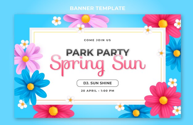 Realistic spring horizontal banner