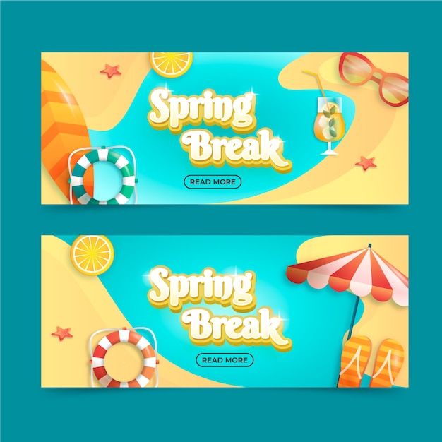 Free vector realistic spring horizontal banners set