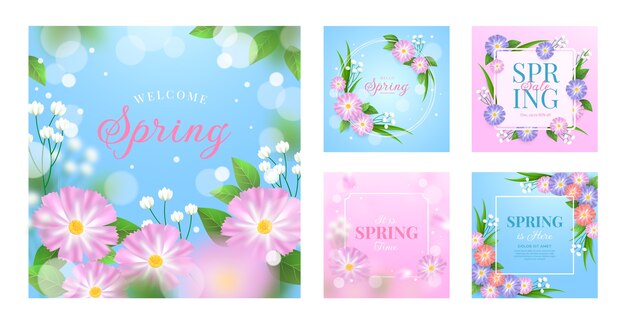 Realistic spring instagram posts collection
