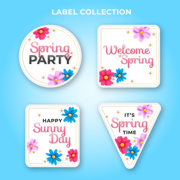Free vector realistic spring labels collection