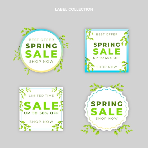 Realistic spring labels collection