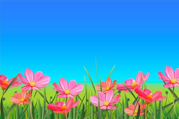 Realistic spring landscape background