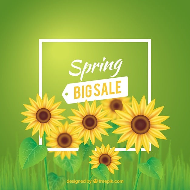 Realistic spring sale background