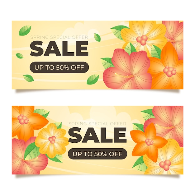 Realistic spring sale banners