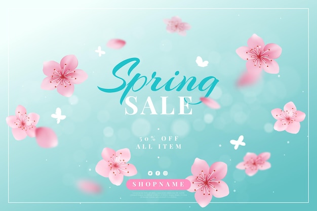 Realistic spring sale illustration