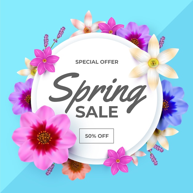 Realistic spring sale illustration