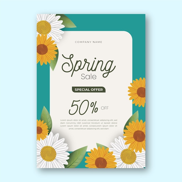 Free vector realistic spring sale poster template