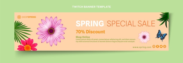 Free vector realistic spring twitch banner