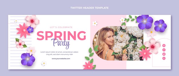 Free vector realistic spring twitter header