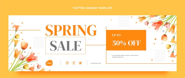 Free vector realistic spring twitter header