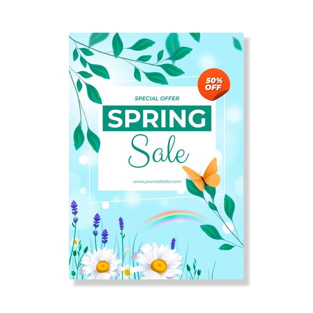 Realistic spring vertical poster template